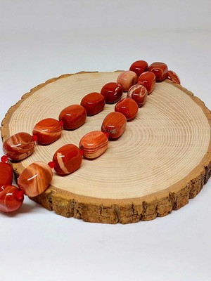 Yaşam Tohumu Jasper Taşı Şekilli Yarım Dizi (39825) (18 cm Uzunluğundadır)