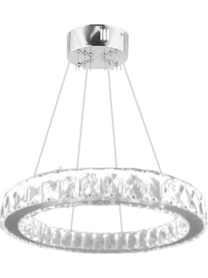 bestof tasarım Zilla Tekli Modern Sarkıt Kristal Taşlı LED Avize - 3 Renk Kumandalı-(Beyaz - Sarı - Gün Işığı)40 cm