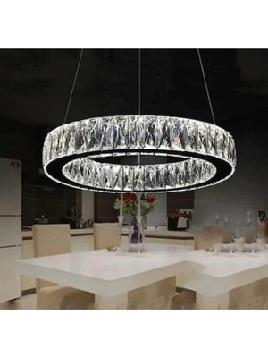 bestof tasarım Modern Krom Sarkıt Kristal Taşlı Power LED Kumandalı 3 Renk Avize