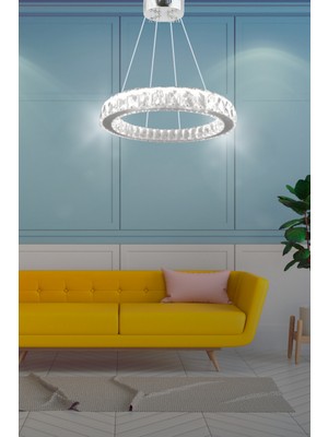 bestof tasarım Zilla Tekli Modern Sarkıt Kristal Taşlı LED Avize - 3 Renk (Beyaz - Sarı - Gün Işığı)30 cm