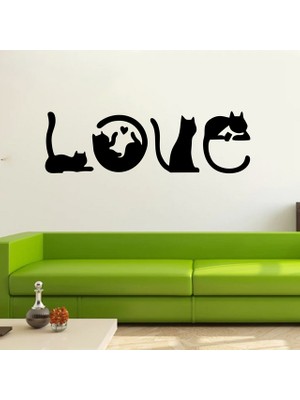 Reysa Tasarım Kediler Love Duvar Sticker Siyah 21X7 cm
