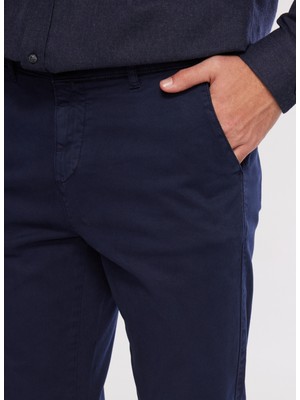 Fabrika Lacivert Erkek Slim Fit Düz Chino Pantolon F3WM-PNT902