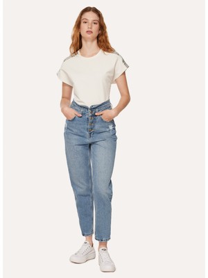 Aeropostale Yüksek Bel Normal Paça Mom Fit Açık Indigo Kadın Denim Pantolon A3WL-PNT2