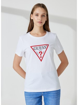 Guess Bisiklet Yaka Beyaz Kadın T-Shirt W1YI1BI3Z14G011