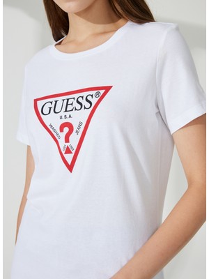 Guess Bisiklet Yaka Beyaz Kadın T-Shirt W1YI1BI3Z14G011