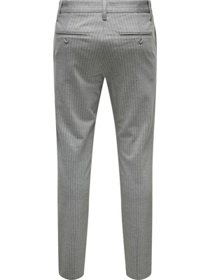 Only & Sons Yüksek Bel Dar Paça Açık Gri Erkek Pantolon 22013727_ONSMARK Pant Strıpe Gw 372