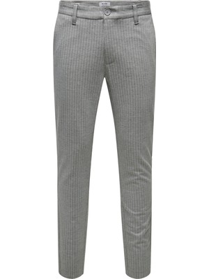 Only & Sons Yüksek Bel Dar Paça Açık Gri Erkek Pantolon 22013727_ONSMARK Pant Strıpe Gw 372