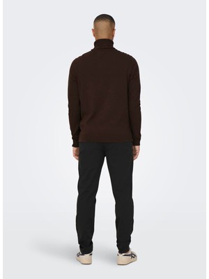 Only & Sons Dik Yaka Normal Düz Bordo Erkek Kazak 22014750_ONSALEX 12 Roll Neck Knıt