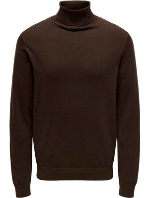 Only & Sons Dik Yaka Normal Düz Bordo Erkek Kazak 22014750_ONSALEX 12 Roll Neck Knıt