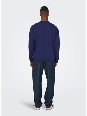 Only & Sons O Yaka Mavi Erkek Sweatshirt 22026422_ONSPEANUTS Rlx Crew Neck S