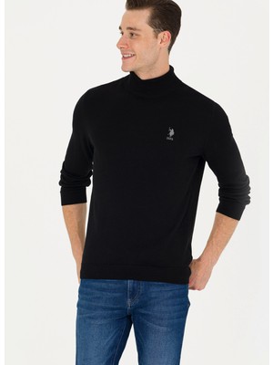 U.S. Polo Assn. Balıkçı Yaka Slim Fit Siyah Erkek Kazak YBS-SK23