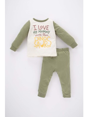 DeFacto Erkek Bebek Dinazor Baskılı Uzun Kollu Penye 4'lü Pijama Takımı A9004A523AU