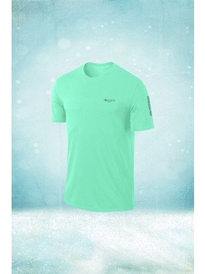 Poseidon Storm Büyük Beden Erkek Su Yeşili Dri-Fit Kumaş Sıfır Yaka Kısa Kol Konforlu T-Shirt   (4xl- 10XL)