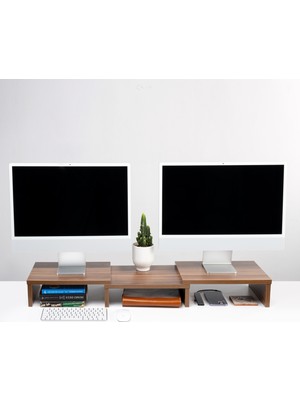 Hedicaret Çift Monitör Standı Ekran Yükseltici Bilgisayar Masaüstü Düzenleyici Organizer