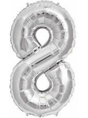 Hayaller Dükkanı Folyo Balon Rakam 8 Gümüş 32INC Pk:1