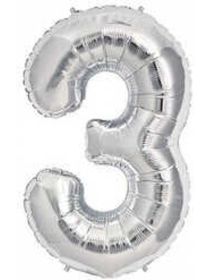 Hayaller Dükkanı Folyo Balon Rakam 3 Gümüş 32INC Pk:1
