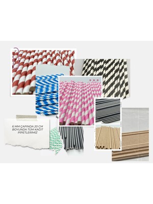 Pars Mum Kağıt Pipet 100 Adet Çap:6 mm Uzunluk:20 Cm- Doğayla Dost Geri Dönüştürülebilir Kağıt Pipet
