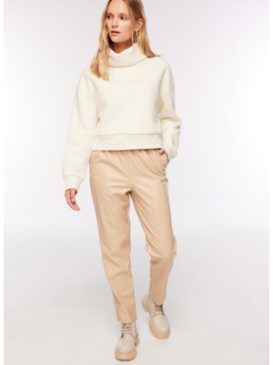 Fabrika Comfort Lastikli Bel Basic Bej Kadın Pantolon FC3WL-PNT27