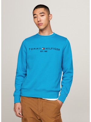Tommy Hilfiger Bisiklet Yaka Mavi Erkek Sweatshırt MW0MW11596CZU