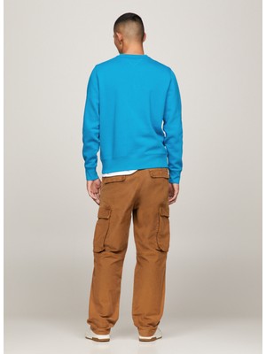 Tommy Hilfiger Bisiklet Yaka Mavi Erkek Sweatshırt MW0MW11596CZU