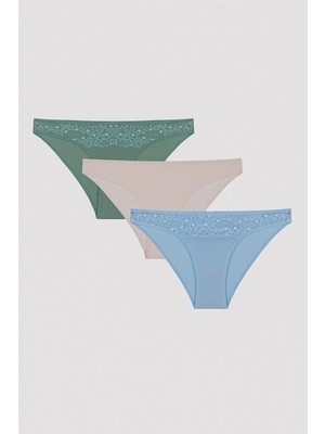 Penti Waterfall Dantel Detaylı 3lü Çok Renkli Slip Külot