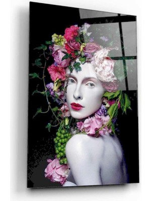 Kırmızı Ayı Kadın Cam Tablo