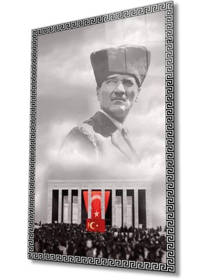 Kırmızı Ayı Atatürk Cam Tablo