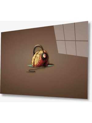 Kırmızı Ayı Futuristik Cam Tablo