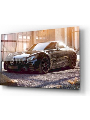 Kırmızı Ayı Araba Cam Tablo