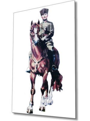 Kırmızı Ayı Atatürk Cam Tablo