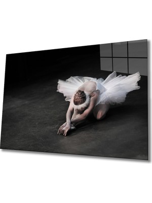 Kırmızı Ayı Balerin Cam Tablo