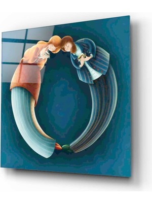 Kırmızı Ayı Renkli Cam Tablo