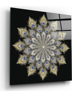 Kırmızı Ayı Desen Cam Tablo