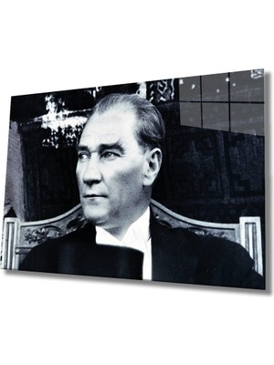 Kırmızı Ayı Atatürk Cam Tablo