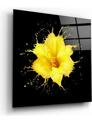 Kırmızı Ayı Çiçek Cam Tablo