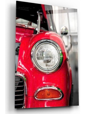 Kırmızı Ayı Araba Cam Tablo