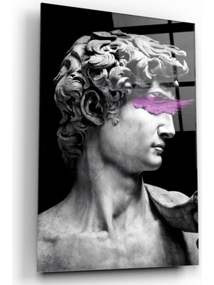 Kırmızı Ayı Heykel Cam Tablo