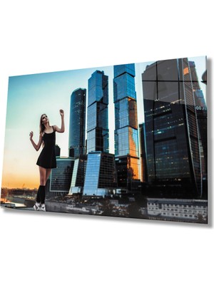 Kırmızı Ayı Balerin Cam Tablo