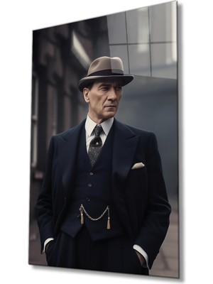 Kırmızı Ayı Yapay Zeka 23 Nisan Atatürk Portresi Sevgililer Günü Cam Tablo Ev ve Ofis Duvar Dekoru