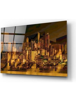 Kırmızı Ayı Şehir Cam Tablo