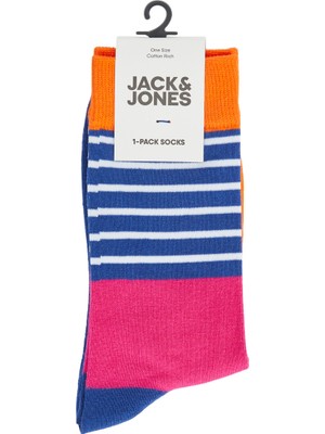 Jack & Jones Blok Renkli ve Çizgili Tekli Çorap - Color