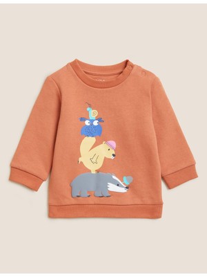 Marks & Spencer Hayvan Desenli Yuvarlak Yaka Sweatshirt