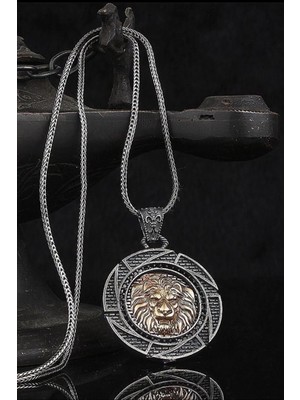 Frnch 925 Ayar Gümüş Aslan Figürlü Gümüş Renkli Erkek Kolye FRJ30644-744-A2G