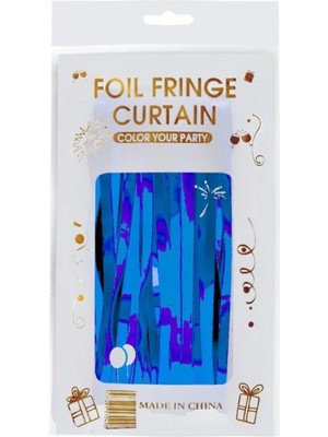 Rönesans Parti Mavi Metalize Kapı Duvar Fon Arka Perde 1x2 Metre