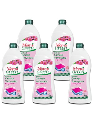 Mom's Green 5 'li Set Bitkisel Kır Çiçekleri Çamaşır Yumuşatıcı 200 Yıkama ( 750 ml x 5 Adet )