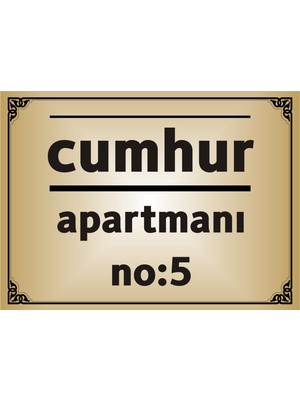 Yüksel 34 Apartman Kapı Levhası Parlak Aliminyum Levhaya Baskıdı 19CMX26CM