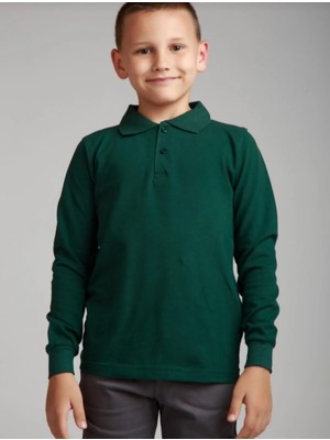 Mavimoure Unisex Çocuk Uzun Kol Polo Yaka Okul T-Shirt
