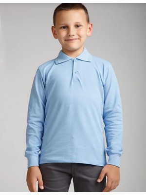 Mavimoure Unisex Çocuk Uzun Kol Polo Yaka Okul T-Shirt