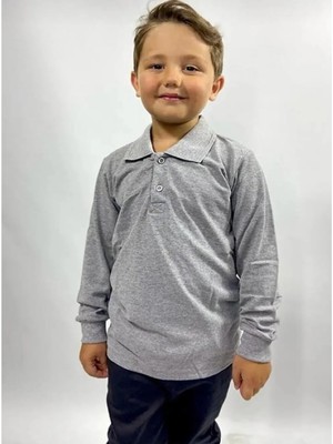Mavimoure Unisex Çocuk Uzun Kol Polo Yaka Okul T-Shirt