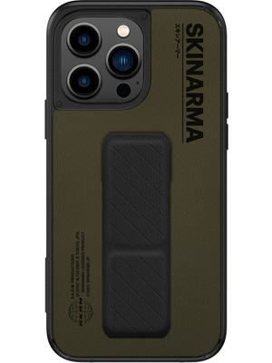 Skinarma Iphone 14 Pro Max Uyumlu Lisanslı Kılıf Standlı Deri Görünümlü Gyo Kapak Koyu Yeşil